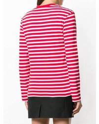 roter und weißer horizontal gestreifter Pullover mit einem Rundhalsausschnitt von MAISON KITSUNE