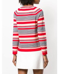 roter und weißer horizontal gestreifter Pullover mit einem Rundhalsausschnitt von A.P.C.