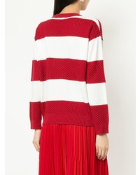 roter und weißer horizontal gestreifter Pullover mit einem Rundhalsausschnitt von GUILD PRIME