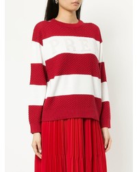 roter und weißer horizontal gestreifter Pullover mit einem Rundhalsausschnitt von GUILD PRIME