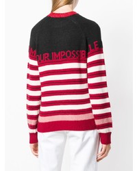 roter und weißer horizontal gestreifter Pullover mit einem Rundhalsausschnitt von Pinko