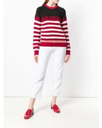 roter und weißer horizontal gestreifter Pullover mit einem Rundhalsausschnitt von Pinko