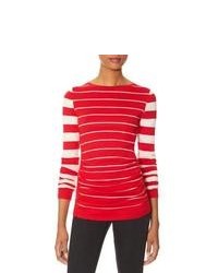 roter und weißer horizontal gestreifter Pullover