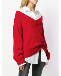 roter und weißer Oversize Pullover von Act N°1