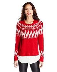 roter und weißer Pullover mit einem Rundhalsausschnitt