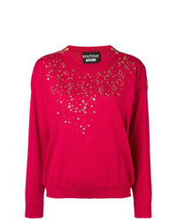 roter verzierter Pullover mit einem Rundhalsausschnitt von Boutique Moschino