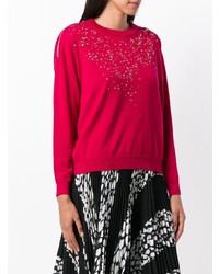 roter verzierter Pullover mit einem Rundhalsausschnitt von Boutique Moschino