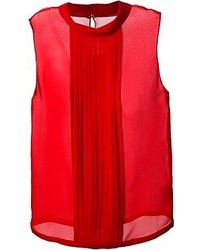 rotes ärmelloses Oberteil aus Seide von Saint Laurent