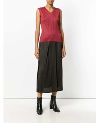 rotes ärmelloses Oberteil mit Falten von Pleats Please By Issey Miyake