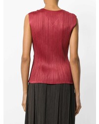 rotes ärmelloses Oberteil mit Falten von Pleats Please By Issey Miyake