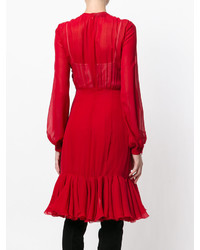 rotes ausgestelltes Kleid aus Seide von Giambattista Valli