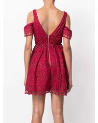 rotes ausgestelltes Kleid aus Spitze von Self-Portrait