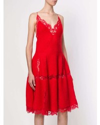 rotes ausgestelltes Kleid aus Spitze von Givenchy