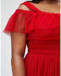 rotes ausgestelltes Kleid aus Tüll von Asos