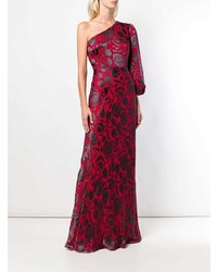 rotes Ballkleid mit Blumenmuster von Saloni