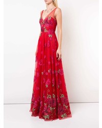 rotes Ballkleid mit Blumenmuster von Marchesa Notte