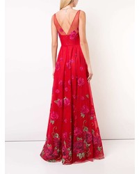 rotes Ballkleid mit Blumenmuster von Marchesa Notte