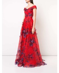 rotes Ballkleid mit Blumenmuster von Marchesa Notte