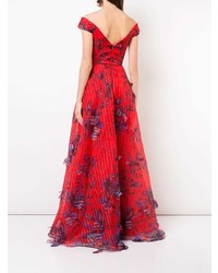 rotes Ballkleid mit Blumenmuster von Marchesa Notte