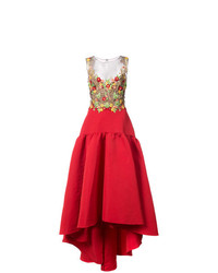 rotes Ballkleid mit Blumenmuster von Marchesa Notte