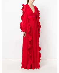 rotes Ballkleid mit Rüschen von MSGM