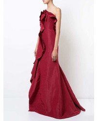 rotes Ballkleid mit Rüschen von Oscar de la Renta