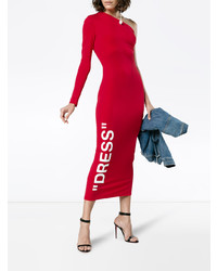rotes bedrucktes figurbetontes Kleid von Off-White