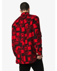 rotes bedrucktes Flanell Langarmhemd von Versace