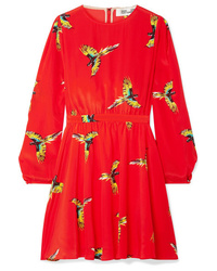 rotes bedrucktes gerade geschnittenes Kleid aus Seide von Diane von Furstenberg