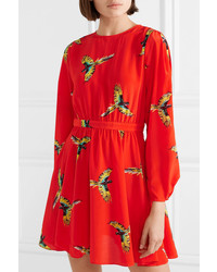 rotes bedrucktes gerade geschnittenes Kleid aus Seide von Diane von Furstenberg