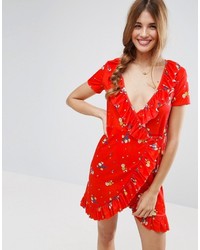 rotes bedrucktes Kleid von Asos