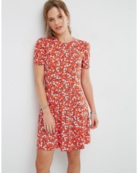 rotes bedrucktes Kleid von Asos