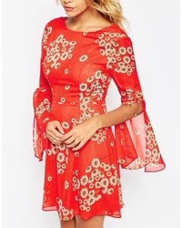 rotes bedrucktes Kleid von Asos