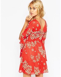 rotes bedrucktes Kleid von Asos