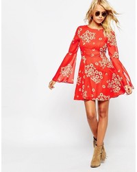 rotes bedrucktes Kleid von Asos