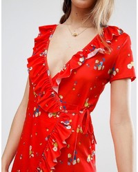 rotes bedrucktes Kleid von Asos