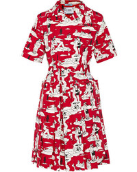 rotes bedrucktes Kleid von Prada