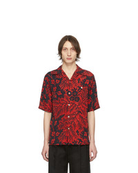 rotes bedrucktes Kurzarmhemd von Alexander McQueen