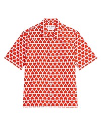 rotes bedrucktes Kurzarmhemd von Ami Paris