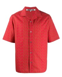 rotes bedrucktes Kurzarmhemd von McQ Swallow
