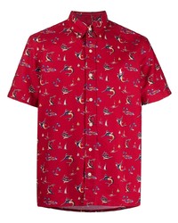 rotes bedrucktes Kurzarmhemd von Polo Ralph Lauren