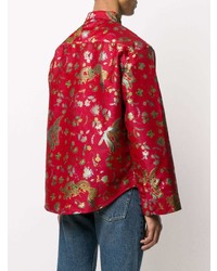 rotes bedrucktes Langarmhemd von Martine Rose