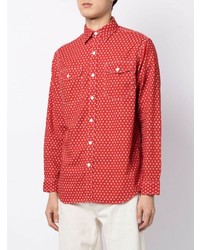 rotes bedrucktes Langarmhemd von Polo Ralph Lauren