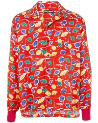 rotes bedrucktes Langarmhemd von Dolce & Gabbana