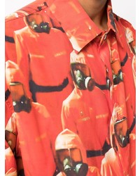 rotes bedrucktes Langarmhemd von 424