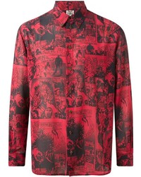 rotes bedrucktes Langarmhemd von Jean Paul Gaultier