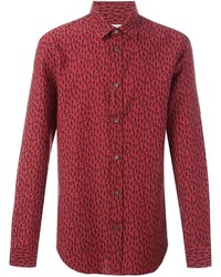 rotes bedrucktes Langarmhemd von Maison Margiela