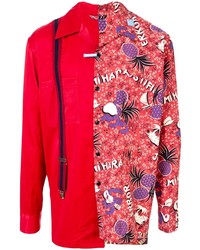 rotes bedrucktes Langarmhemd von Maison Mihara Yasuhiro