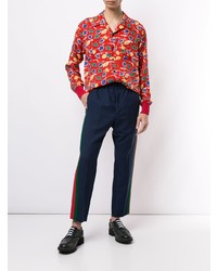 rotes bedrucktes Langarmhemd von Dolce & Gabbana