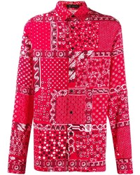 rotes bedrucktes Langarmhemd von Versace